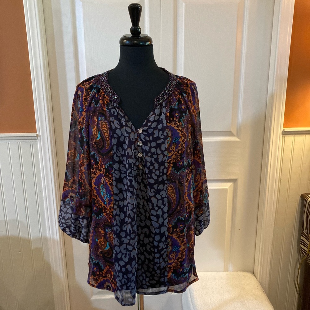 Elegant Paisley Print Blouse
